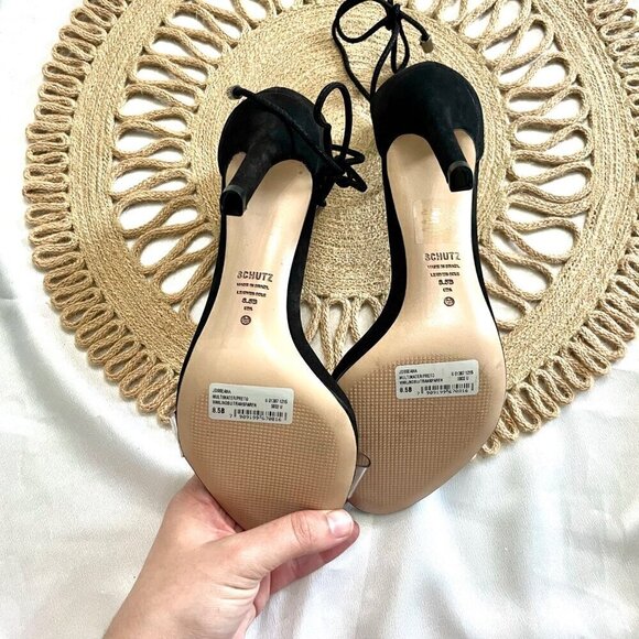 Schutz Black Josseana Transparent Ankle Strap Heel Sandals Size 8.5 - Picture 4 of 9